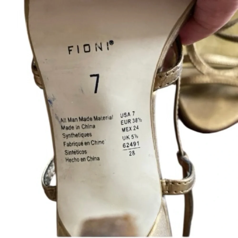 FIONI Gold Evening party cocktail Strappy Heels size 7 - Picture 4 of 8